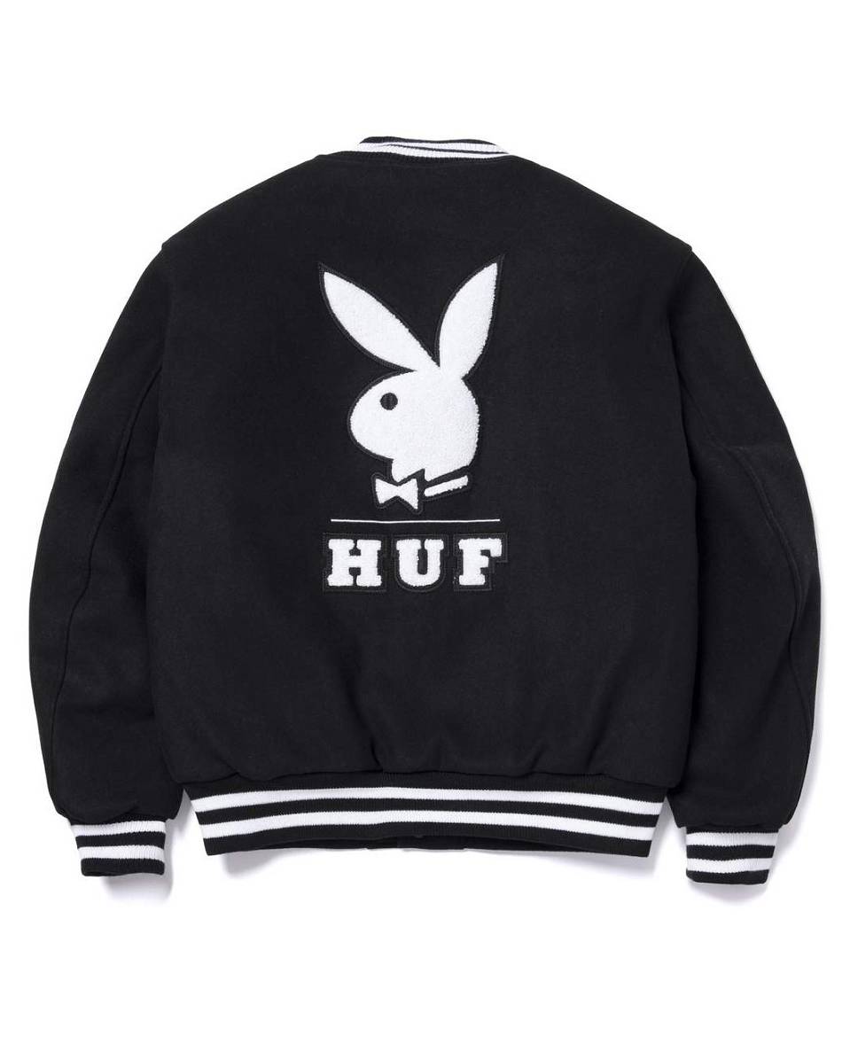 Vestes Vlone HUF Playboy Varsity Noir Hommes | ILVG-14157286