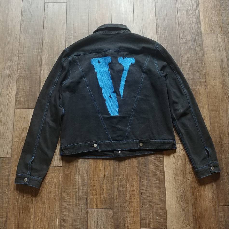 Vestes Vlone Friends Blue Print Jean Noir Hommes | YKRA-97405134