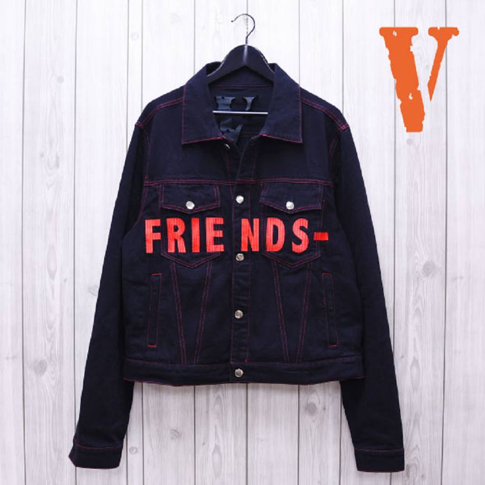 Vestes Vlone Denim Friends Jean Bleu Rouge Hommes | NZQK-31193413