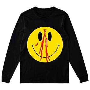 Manche longue Vlone Blood Smiley Face Noir Hommes | HBDO-06276774