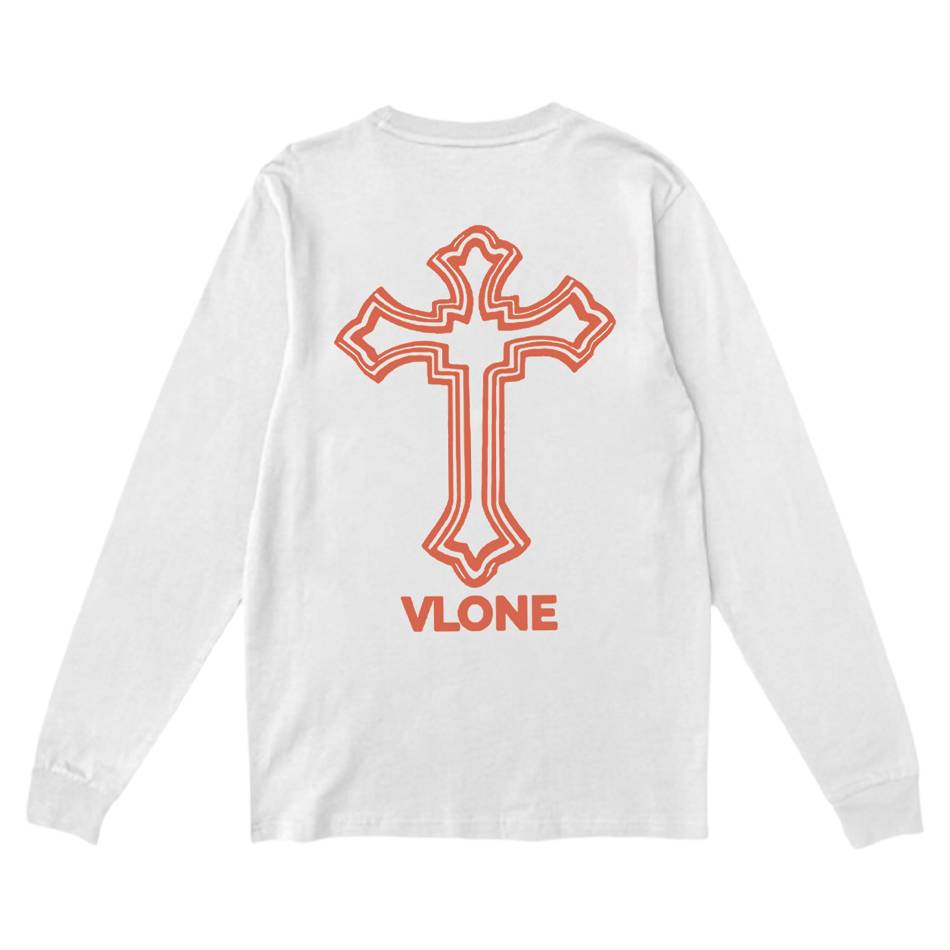 Manche longue Vlone Tupac Cross Blanche Hommes | EEBZ-94634005