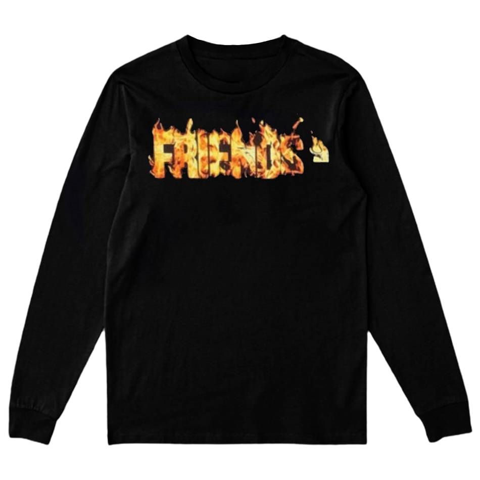 Manche longue Vlone Flaming Friends Noir Hommes | YOKT-78606277