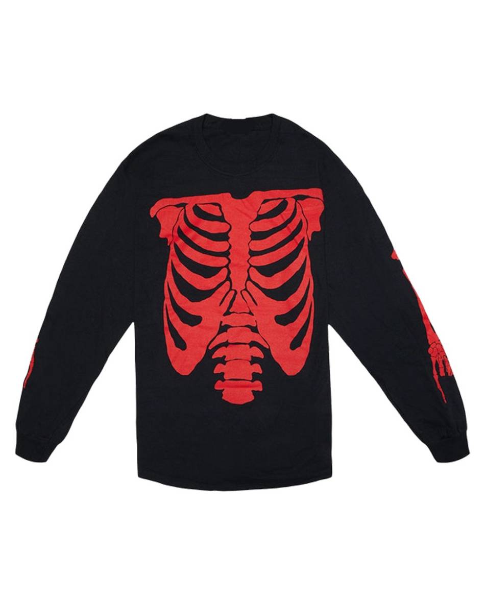 Manche longue Vlone Playboi Carti Die Lit Tour Ribcage Noir Rouge Hommes | SURX-59611768