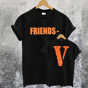 T Shirts Vlone Friends Print Noir Hommes | EVBT-20897400