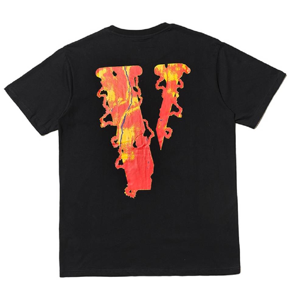 T Shirts Vlone Flame Skull for Adult Noir Hommes | WDOC-93214547