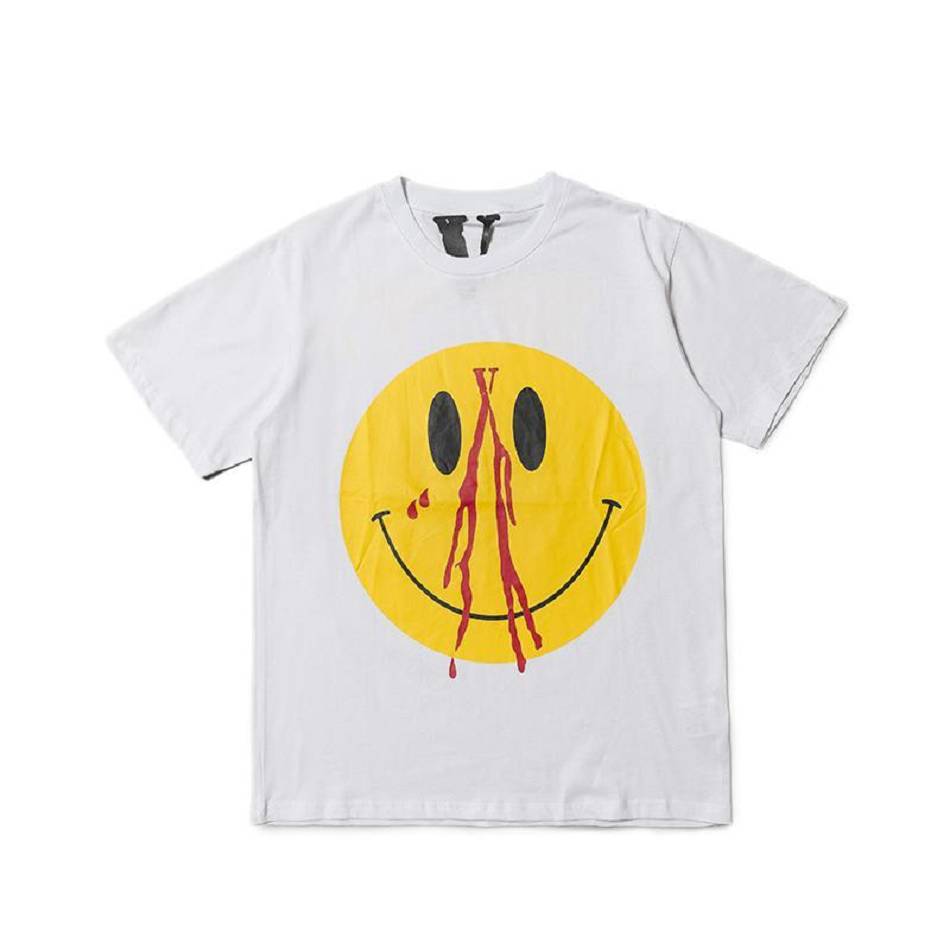 T Shirts Vlone Blood Smiley Face Coton Blanche Hommes | SNGT-03580540