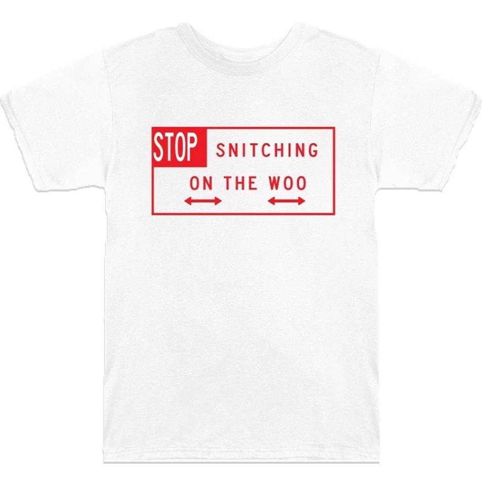 T Shirts Vlone Pop Smoke Stop Snitching Blanche Hommes | LQOJ-45930900