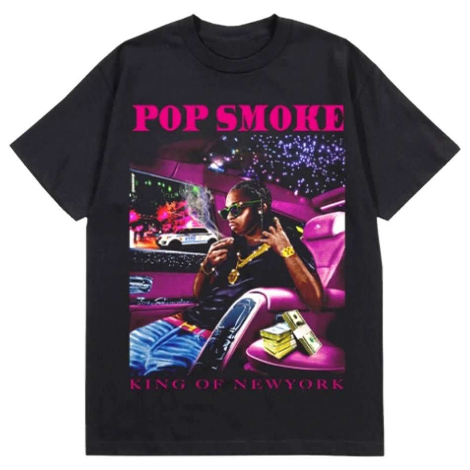 T Shirts Vlone POP SMOKE X KING OF NY Noir Hommes | OBRP-55324764