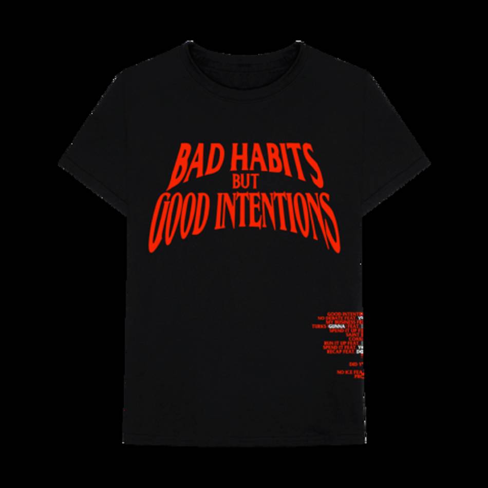 T Shirts Vlone Nav x Bad Habits Noir Hommes | OBBZ-12458585