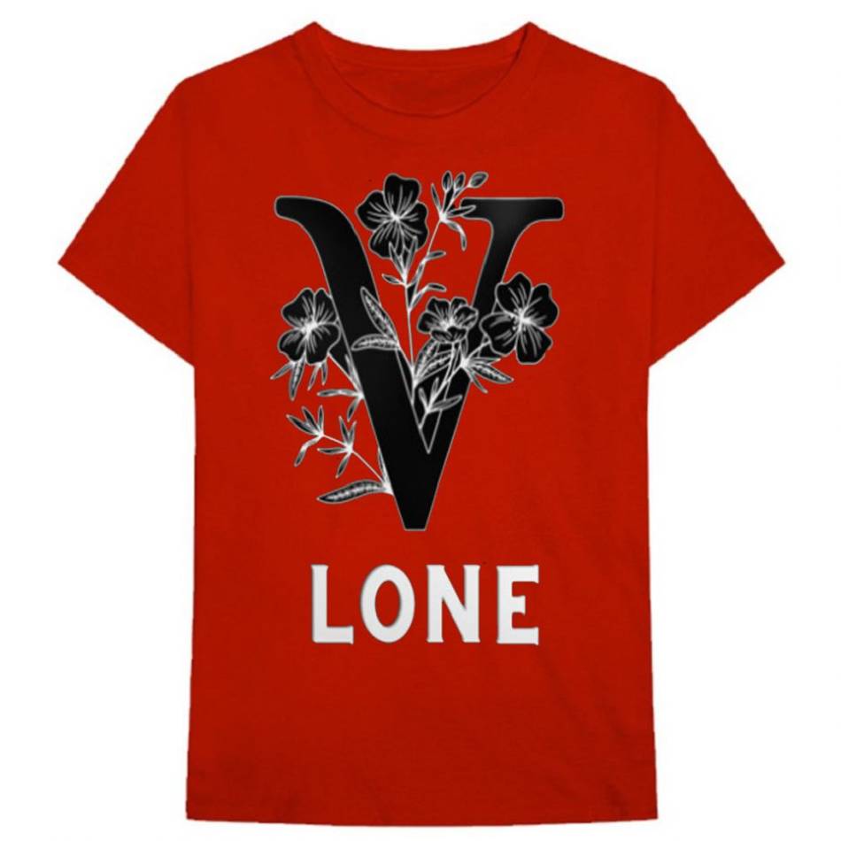 T Shirts Vlone Black Flowers Rouge Hommes | TJJY-68077463