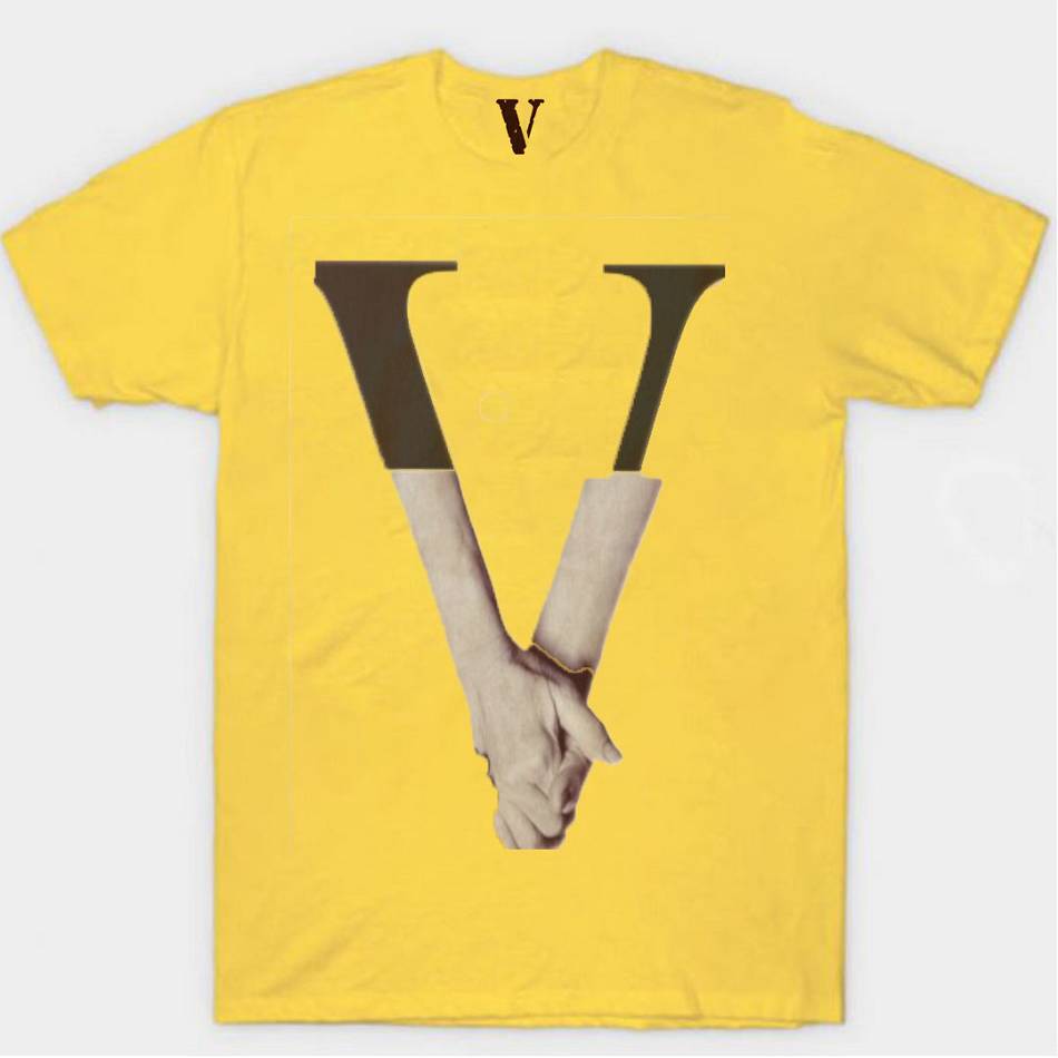 T Shirts Vlone Love Shake Hand Jaune Hommes | JXJP-31679028