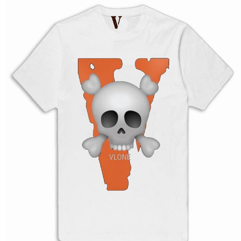 T Shirts Vlone Big V With Skull Blanche Hommes | QFFR-08512342