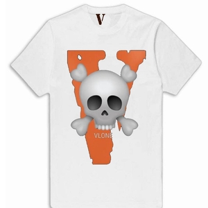 T Shirts Vlone Big V With Skull Blanche Hommes | QFFR-08512342