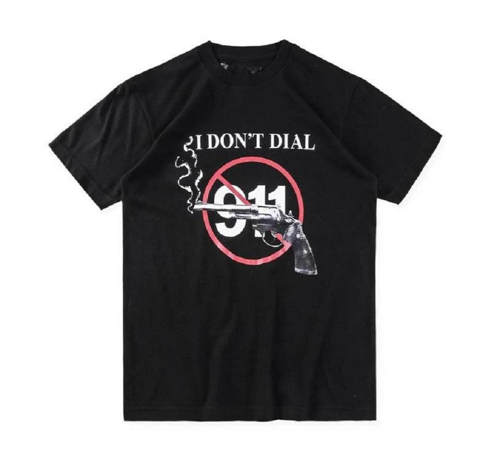 T Shirts Vlone I DON’T DIAL 911 Unisex Noir Hommes | VWKG-45198950