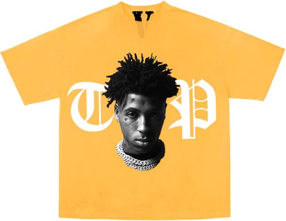 T Shirts Vlone YoungBoy NBA x Peace Hardly Jaune Hommes | DPKQ-34156832