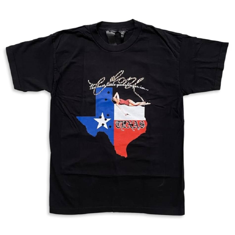 T Shirts Vlone Texas Gunslinger State Noir Hommes | JKTG-34723079