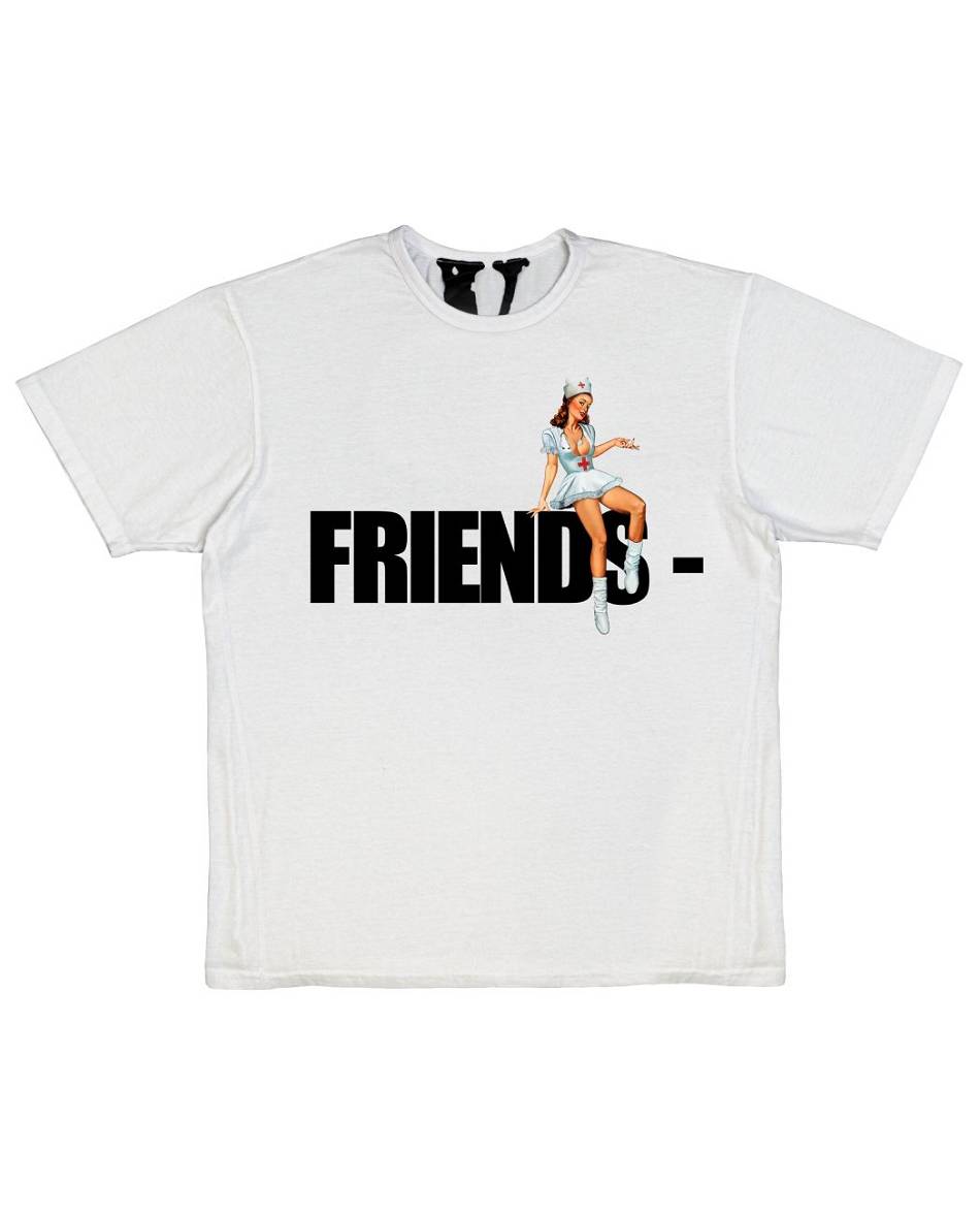 T Shirts Vlone FRIENDS Pin Up Blanche Hommes | SLOA-90734663