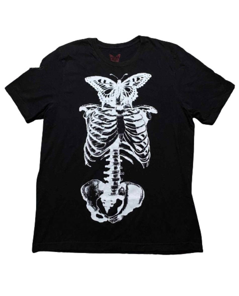 T Shirts Vlone Playboi Carti Butterfly Skeleton Noir Hommes | MBPM-78578569