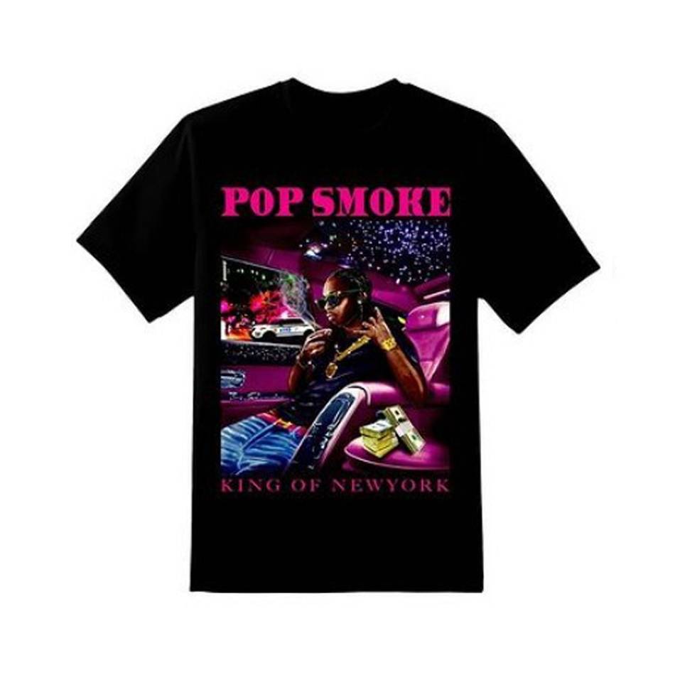 T Shirts Vlone X POP SMOKE KING OF NY Noir Hommes | GMVC-21050215