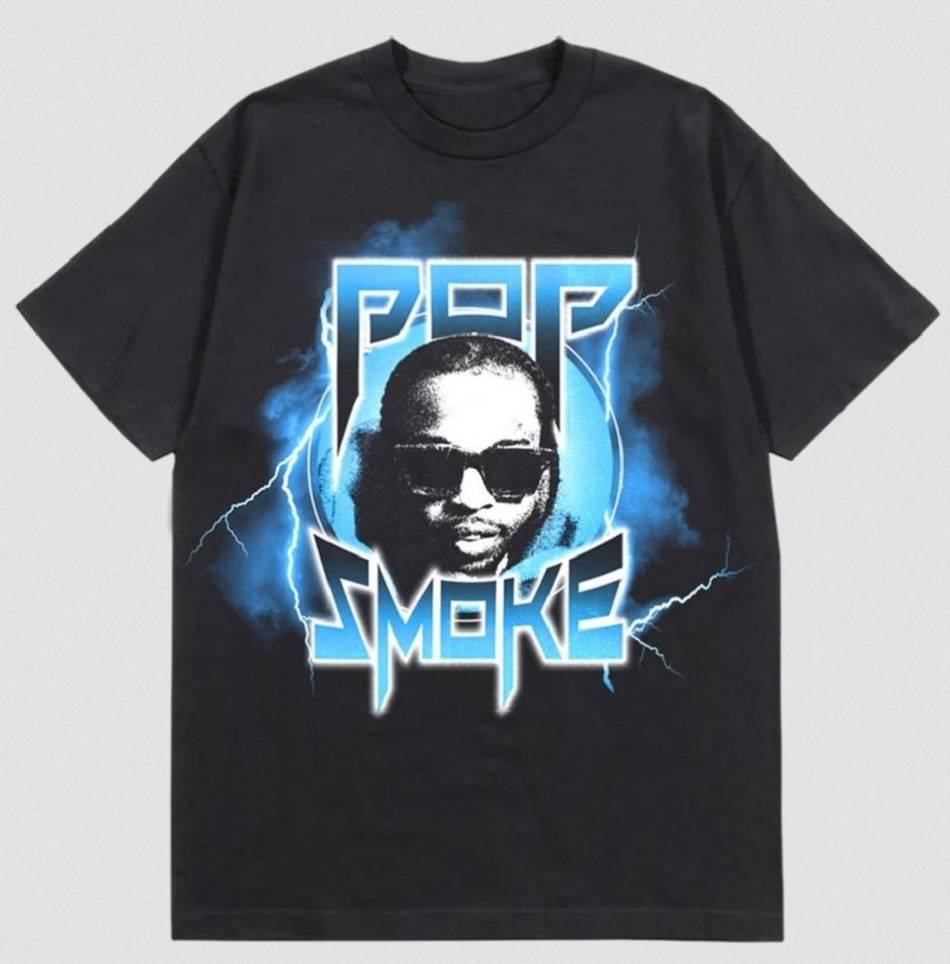 T Shirts Vlone Pop Smoke Thunder Noir Hommes | FPNZ-92739195