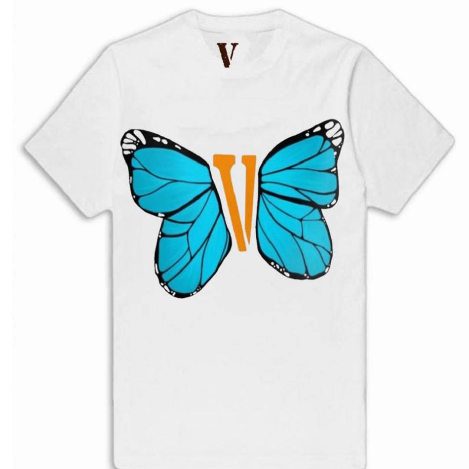 T Shirts Vlone Blue Butterfly Blanche Hommes | BYDR-33764196