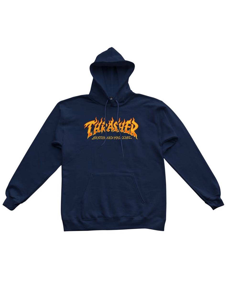 Thrasher Vlone Fire Logo Bleu Marine Hommes | YLGK-63580358