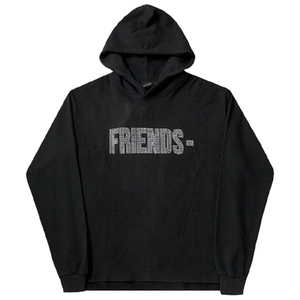 VLONE FRIENDS Vlone Crystal Diamond Friends Hoodie Plus Noir Unisex | NOGT-15191668