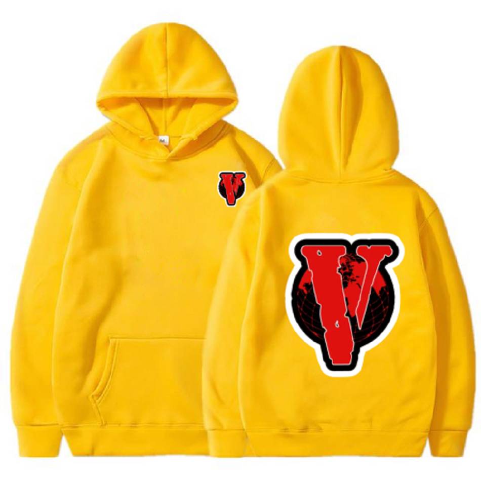 Sweat à Capuche Vlone Red World Designed Jaune Femmes | JJZV-35482005