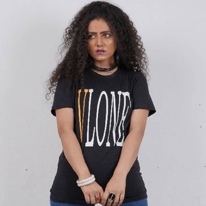 T Shirts Vlone Tide Big V Letter Printing Noir Femmes | ODNF-25374167