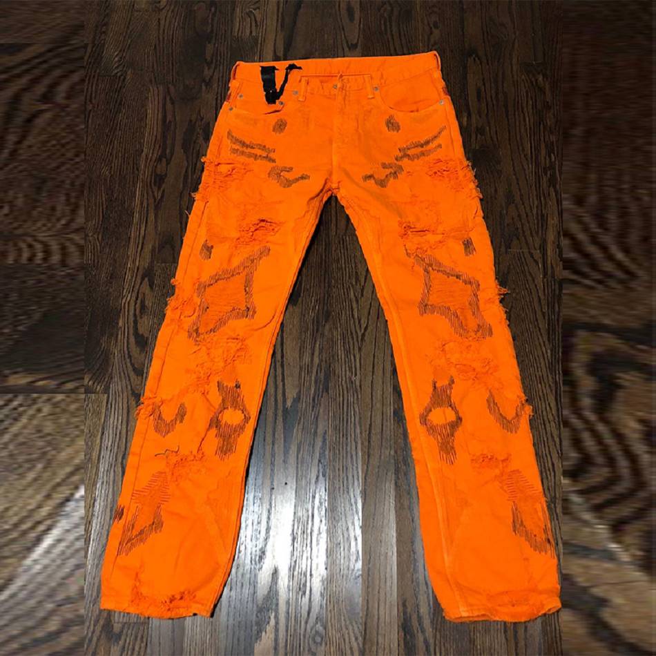 Jogging Vlone Denim Pop Up Orange Hommes | SBCM-90024531