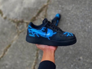 Chaussures Vlone VLONE Custom lighting Air Force Plus Noir Bleu Unisex | JKQI-94383184