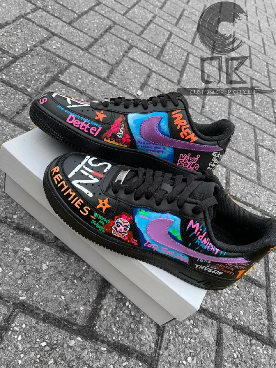 Chaussures Vlone VLONE Customs AF1 Playboy Plus Noir Unisex | QFRC-24271813