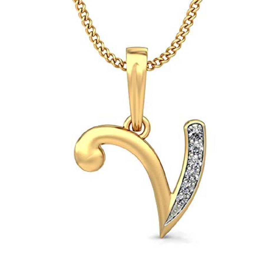 Collier Vlone Gold Plated Initial Pendant V Necklace Plus Doré Unisex | YWOQ-20984102