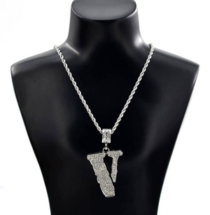 Collier Vlone Custom Inspired Silver Chain Plus Argent Unisex | YXCQ-59461357