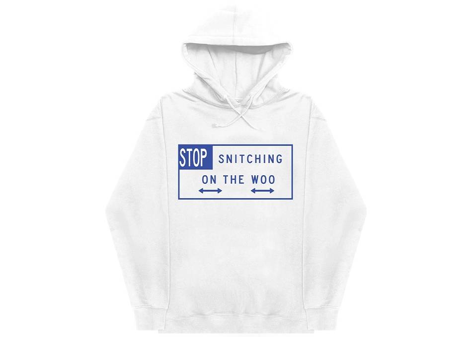 Sweat à Capuche Vlone x Pop Smoke Stop Snitching On The Woo Blanche Hommes | JRWF-73545139