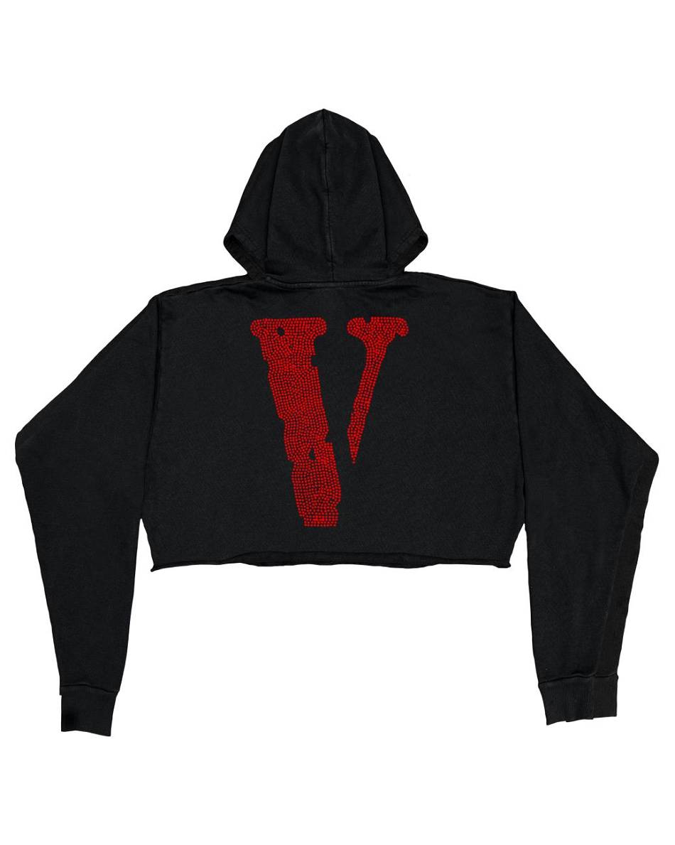 Sweat à Capuche Vlone Staple Rhinestone Rouge Noir Hommes | TSBX-97707624