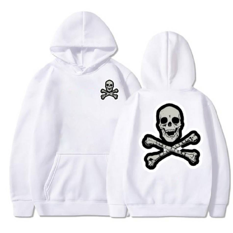 Sweat à Capuche Vlone Skull and Bones Blanche Hommes | LOCA-22141923