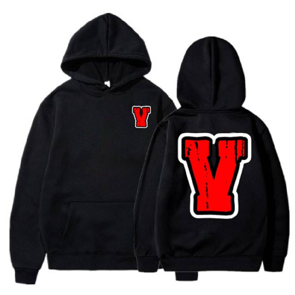 Sweat à Capuche Vlone LOGO Print Noir Hommes | CQJE-24384037