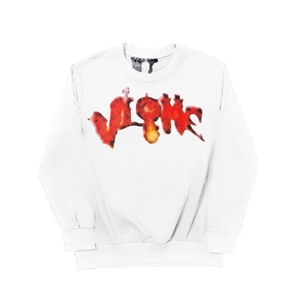 Halloween Vlone Flaming Pumpkin Sweatshirt Plus Blanche Unisex | AHVB-59736776