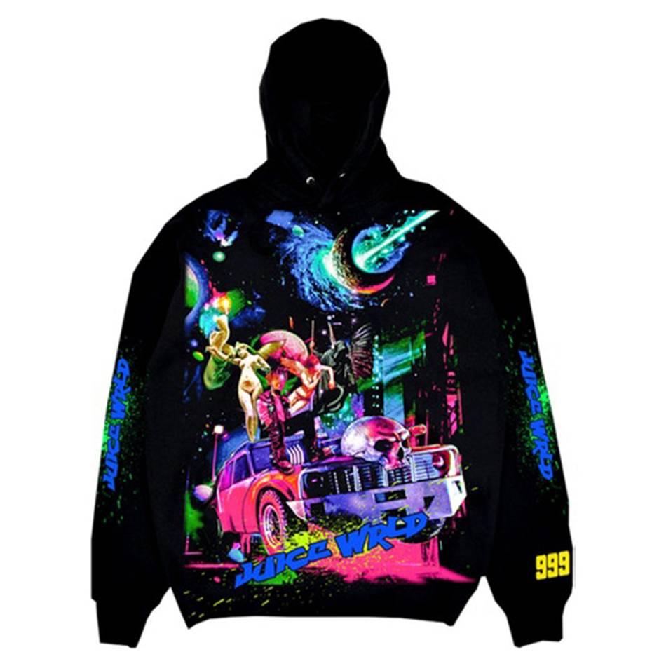 Juicewrld Vlone Cosmic Hoodie Collaboration rappeurs Noir Unisex | UOGP-06672023