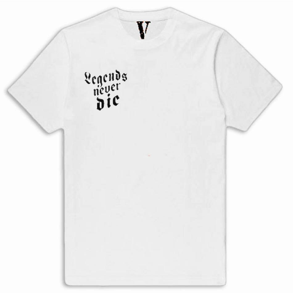 Juicewrld Vlone Legends Never Die T-Shirt Collaboration rappeurs Blanche Unisex | RIMB-47910088