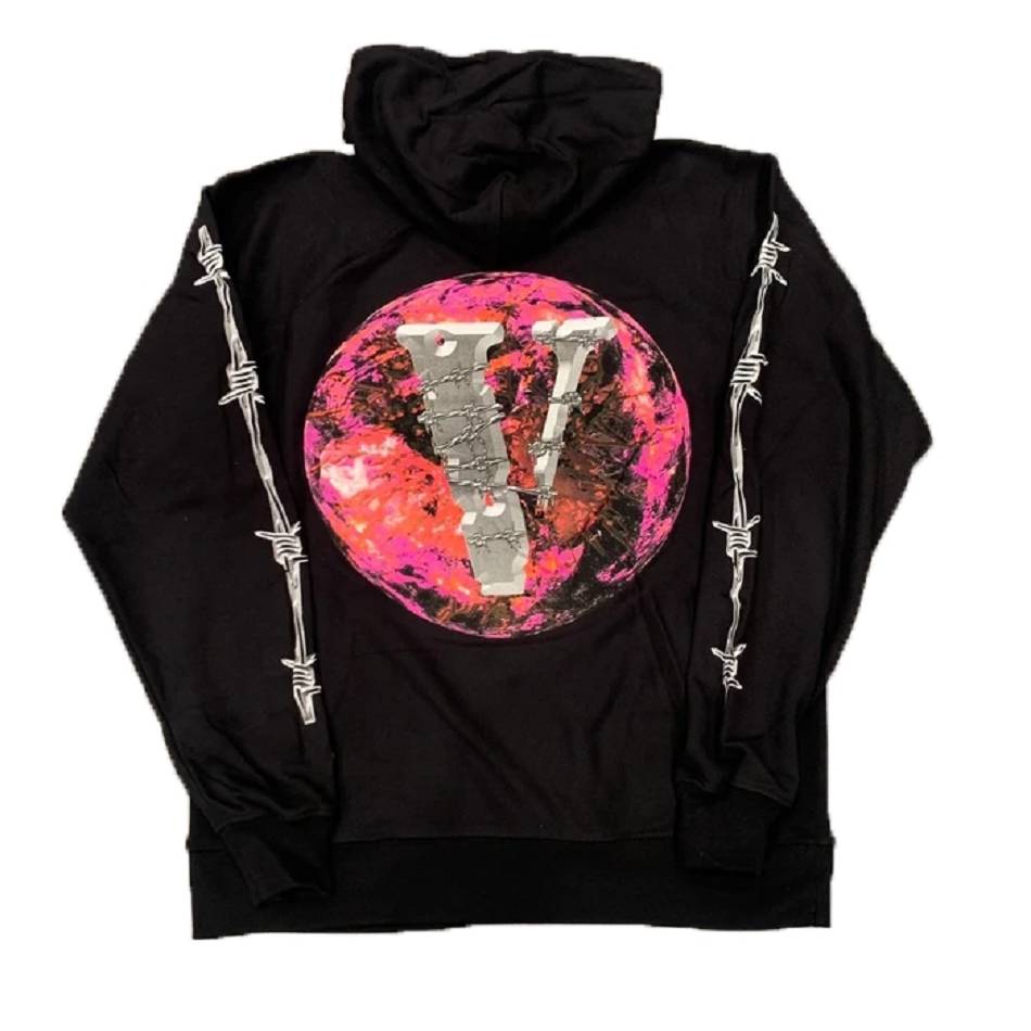 Juicewrld Vlone Planet Barbed Wire Hoodie Collaboration rappeurs Noir Unisex | BZWO-68112770