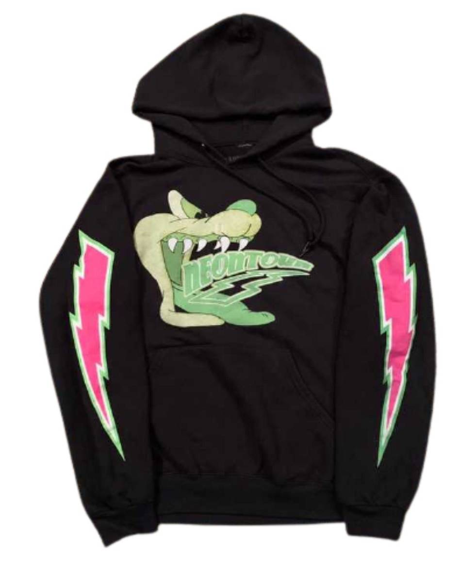 Playboi-Carti Vlone Neon Tour Hoodie Collaboration rappeurs Noir Unisex | LQXU-66608028