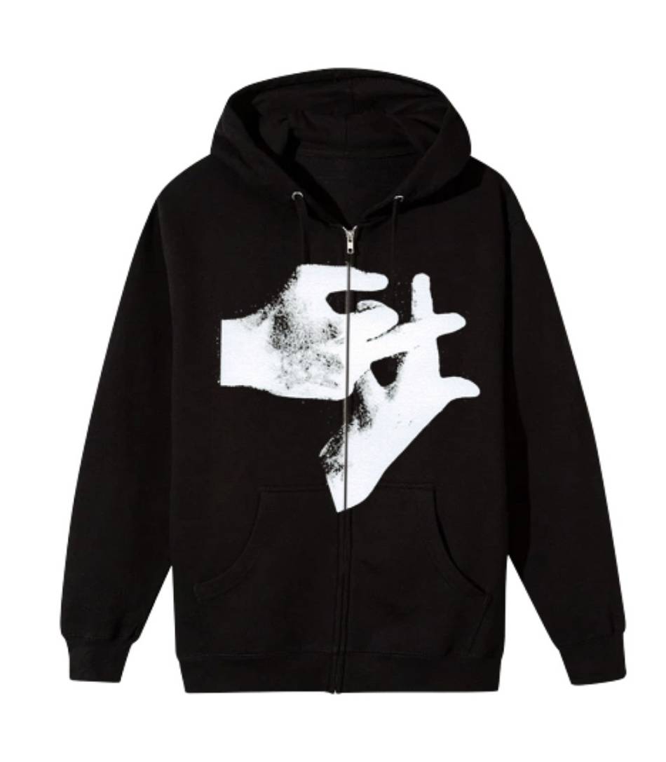 Playboi-Carti Vlone Hands Zip Up Hoodie Collaboration rappeurs Noir Unisex | HFVU-37535557