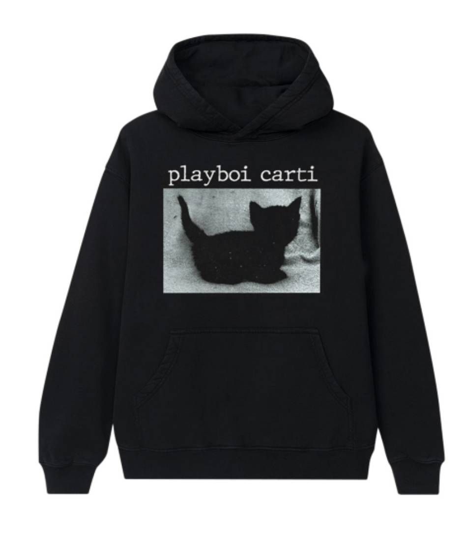 Playboi-Carti Vlone Cat Hoodie Collaboration rappeurs Noir Unisex | URBM-61879464