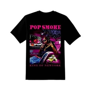 Pop-Smoke Vlone King Of Ny T-shirt Collaboration rappeurs Noir Unisex | XDUW-40450736