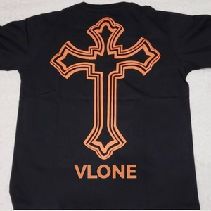 Tupac-Shakur Vlone Cross T-Shirt Collaboration rappeurs Noir Unisex | GLBR-84332560