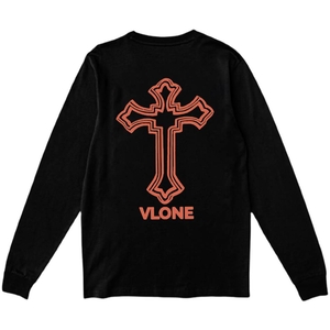 Tupac-Shakur Vlone Cross Long Sleeve Collaboration rappeurs Noir Unisex | CNKC-72986913