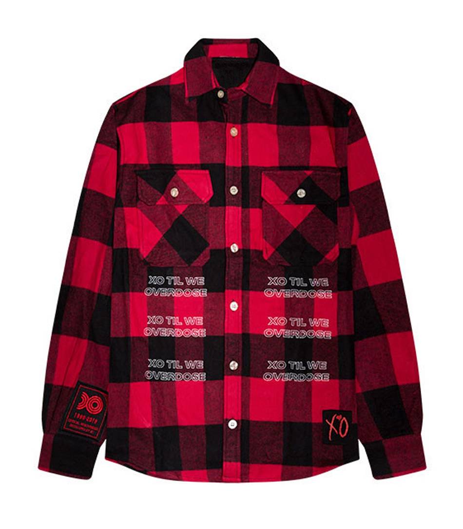 The-Weeknd Vlone XO Classiche Logo II Flannel Collaboration rappeurs Rouge Unisex | JHVT-92260459