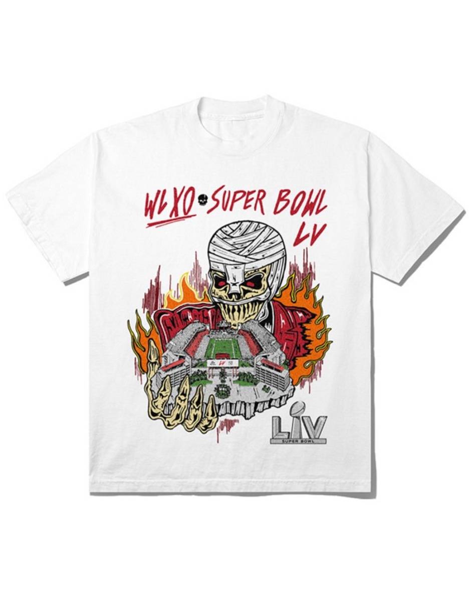 The-Weeknd Vlone Warren Lotas XO Super Bowl LV T-Shirt Collaboration rappeurs Blanche Unisex | FDMN-37299353